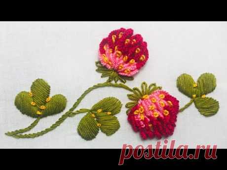 Hand Embroidery: Clover Flower Embroidery/Brazilian Embroidery