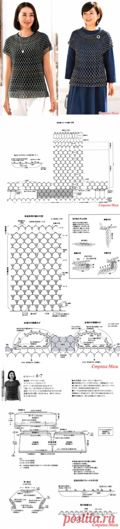 Ажурный топ(безрукавка) с круглой кокеткой. Крючок. - ВЯЗАНАЯ МОДА+ ДЛЯ НЕМОДЕЛЬНЫХ ДАМ - Страна Мам
