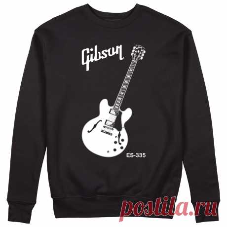 Женский свитшот «Gibson ES 335. Гитара. Guitar. Гибсон. Rock.» цвет черный - дизайнер принта Kaplio