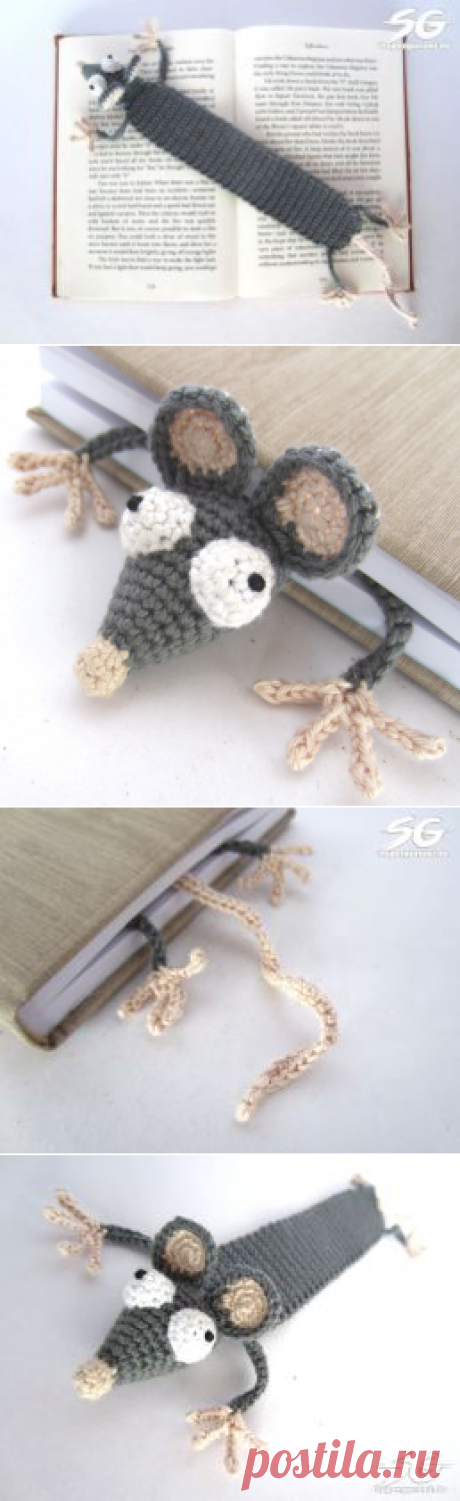 Вязание Amigurumi крыс закладки - &quot;книжный червь&quot; - Supergurumi