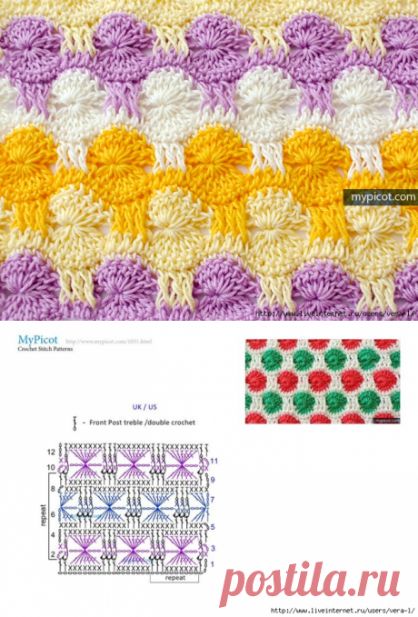 Разноцветный узор крючком