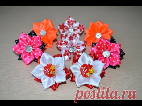 Украшения для волос мастер класс резинки для волос своими руками DIY handmade hair flower kanzashi