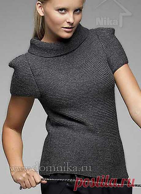Стильный пуловер спицами с коротким рукавом » Вязание крючком и спицами схемы и модели