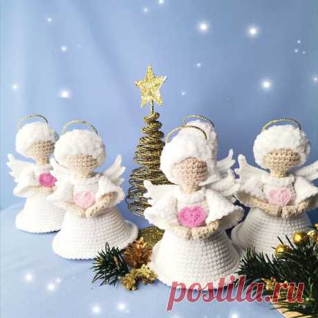 PDF Ангел крючком. FREE crochet pattern; Аmigurumi doll patterns. Амигуруми схемы и описания на русском. Вязаные игрушки и поделки своими руками #amimore - ангел, маленький ангелок, ангелочек, кукла, куколка, девочка, украшение.