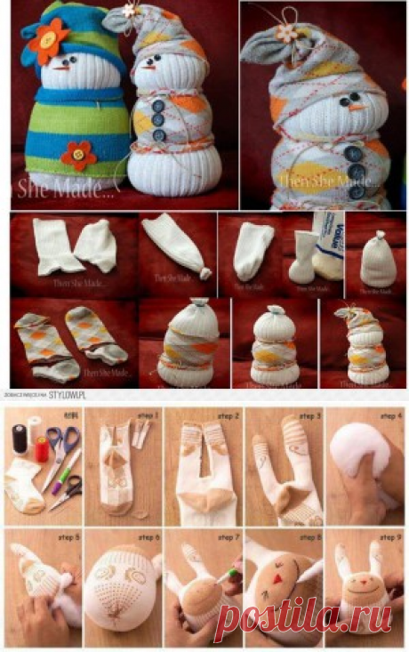 Новогодние игрушки из носков, колготок и перчаток. | Для дачников.ру