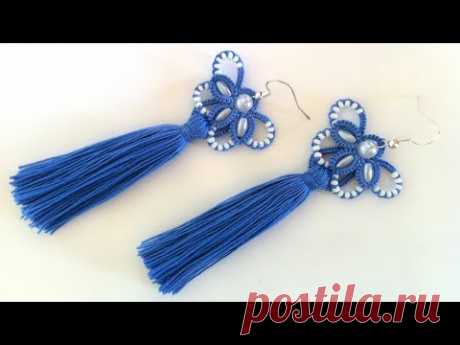 Серьги кисточки фриволите иглой, анкарс. МК для начинающих. DIY Earrings tassels to frivolite needle - YouTube