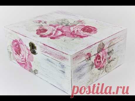 How to make a decoupage box -  Painted box - Decoupage wooden box - Decoupage for beginners