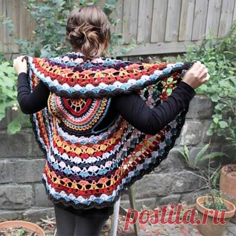 DIY Crochet Circular Vest Sweater Jacket Free Patterns