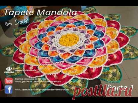 Tapete Redondo de Crochê Mandala parte 1 - Professora Simone