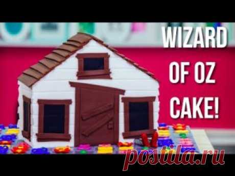 How To Make A Wizard Of Oz: Magic Match CAKE! Auntie Em’s House made of Rainbow Vanilla Cake!