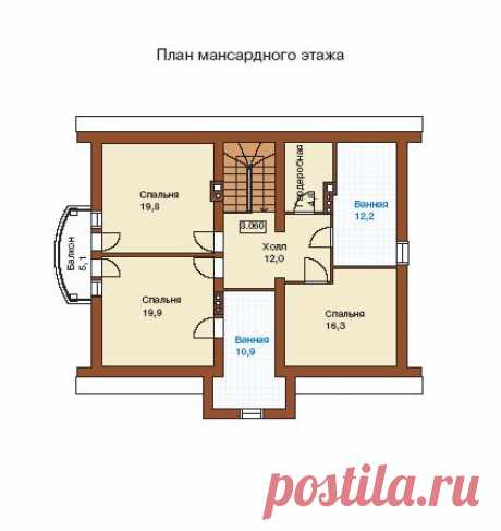 Проект дома из пеноблоков K-200-1P