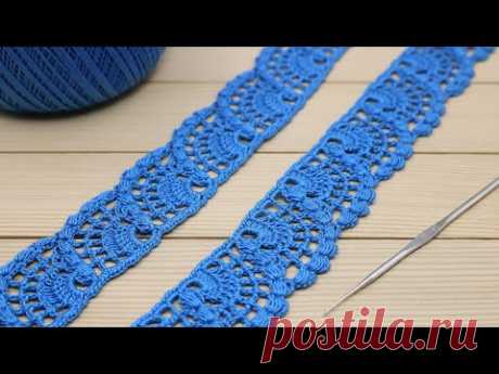 Простое ЛЕНТОЧНОЕ КРУЖЕВО вязание крючком для начинающих КАЙМА ирландского кружева  Crochet lace