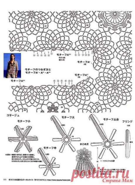 Ажурный пуловер из разных круглых мотивов. Крючок. - ВЯЗАНАЯ МОДА+ ДЛЯ НЕМОДЕЛЬНЫХ ДАМ - Страна Мам