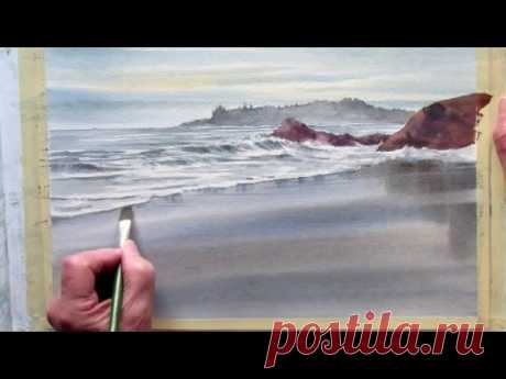 painting wet sand in watercolor - YouTube