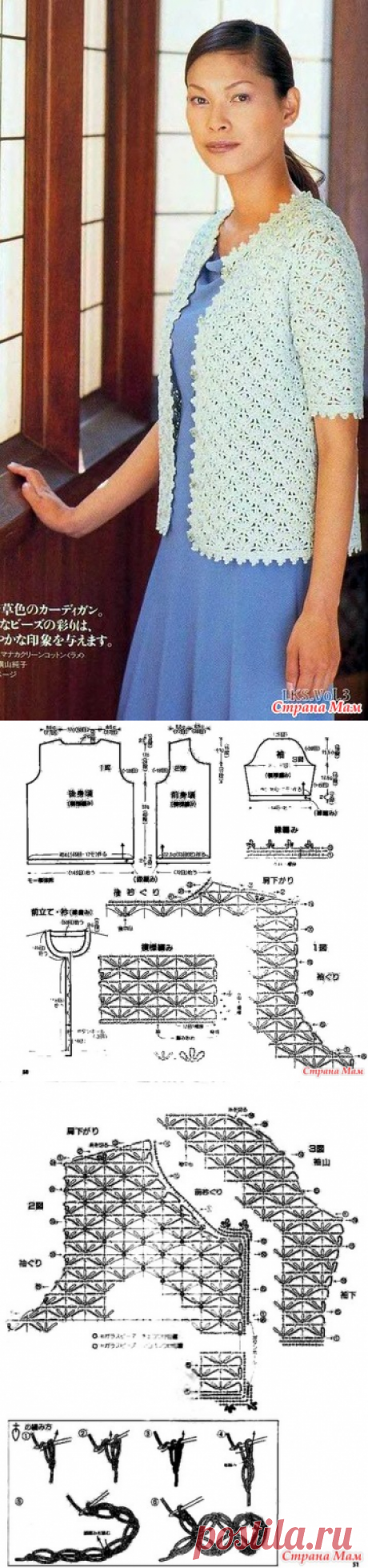 Ажурный жакет с короткими рукавами Крючок. - ВЯЗАНАЯ МОДА+ ДЛЯ НЕМОДЕЛЬНЫХ ДАМ - Страна Мам