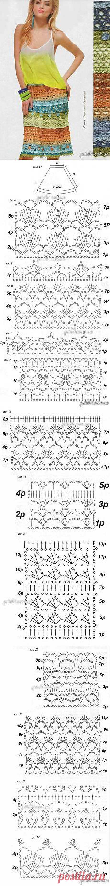 Как связать яркую летнюю юбку крючком