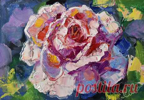 Rose Painting Flower Original Art Artwork Small Oil Impasto Floral Wall Art 油畫原作 - ArtDivyaGallery  - Posters | Pinkoi Rose Painting Flower Original Art Artwork Small Oil Impasto Floral Wall Art 油畫原作 Palette Knife by Natalia Savenkova ArtDivya 13 x 18cm. 5 x 7 inches Medium: cardboard, oil paints. Style: Modern, Impressionist, Impasto. Need a decorative frame.