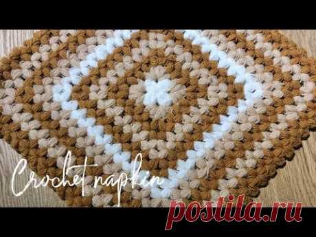 Салфетка из пышных столбиков крючком.crochet napkin