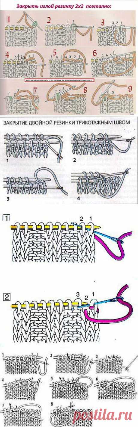 Как закрыть петли иглой (резинка 2х2).
