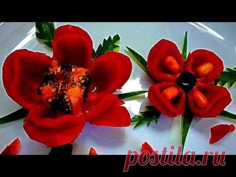 ▶ Цветы из перца! Карвинг перца! Flowers of pepper! Carving pepper! - YouTube