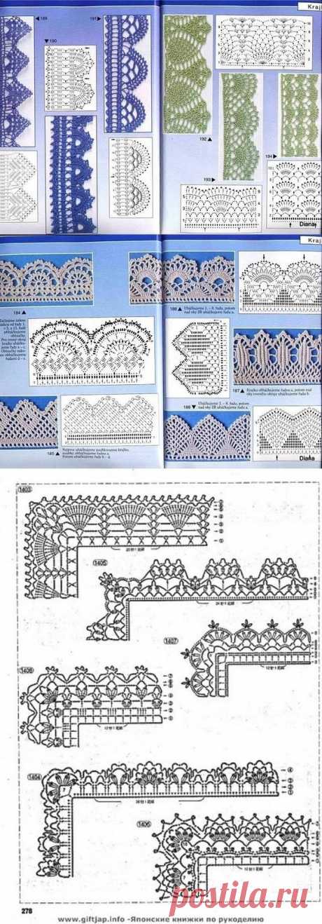Many Free crochet edging diagram, chart patterns. | Вязание крючком.Узоры