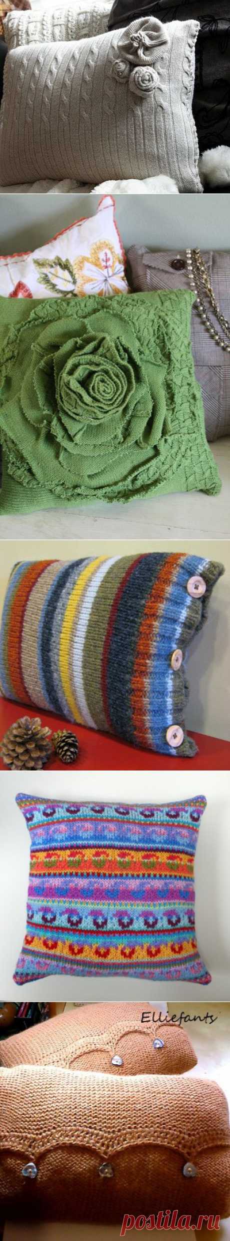 Подушки из старого свитера — 50 прекрасных идей