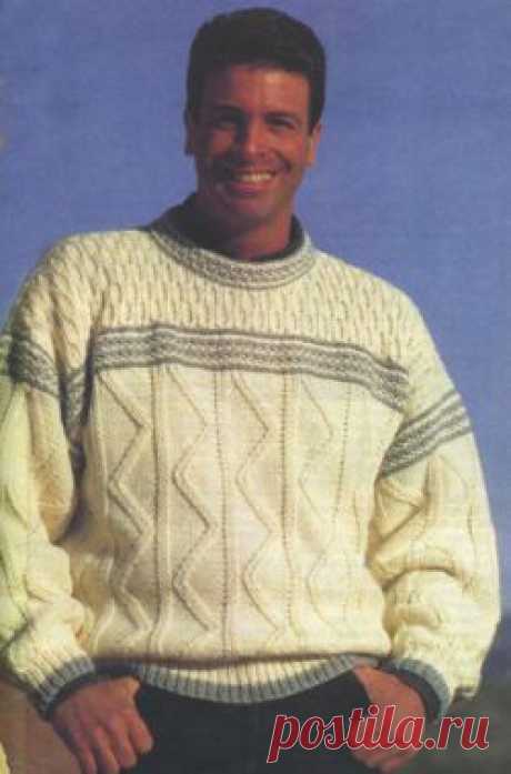 Пуловер с кокеткой. Вязание спицами для мужчин. Узелок.ру