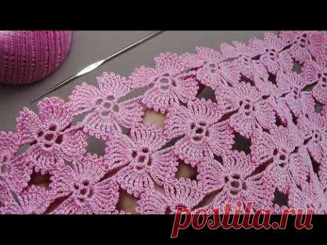 SUPER EASY Beautiful Flower Pattern Crochet  СУПЕР легкий УЗОР для вязания крючком БЕЗ ОТРЫВА НИТИ !