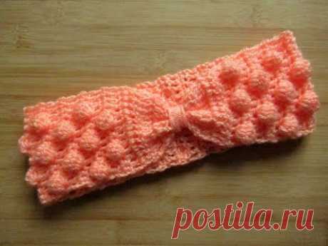 Crochet Headband Ear warmer bobble stitch tutorial - Happy Crochet Club