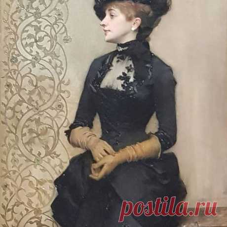 Un de mes tableaux préférés au Petit Palais : " la femme aux gants" dite "la Parisienne " de Charles Giron (1883) 🖤