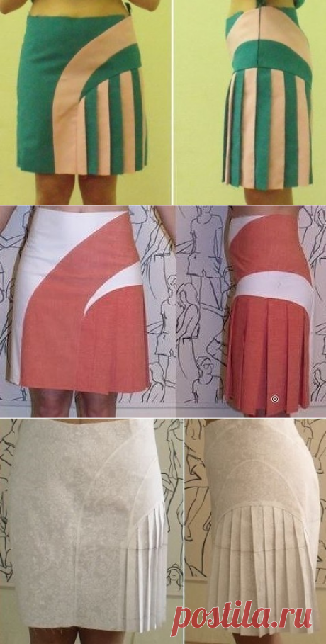 Прямая юбка с несколькими рельефами