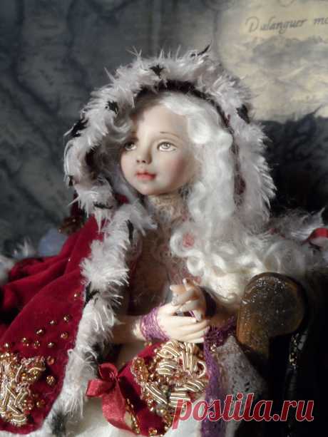 кукла из полимерной глины, сделана вручную, 18 см.