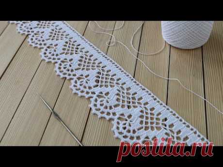 ЛЕНТОЧНОЕ КРУЖЕВО вязание крючком КАЙМА мастер-класс СХЕМА ВЯЗАНИЯ  Crochet Tape Lace Tutorial