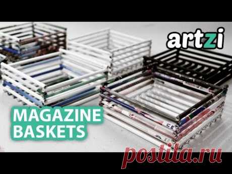 DIY Basket Made with Old Magazine Rolls