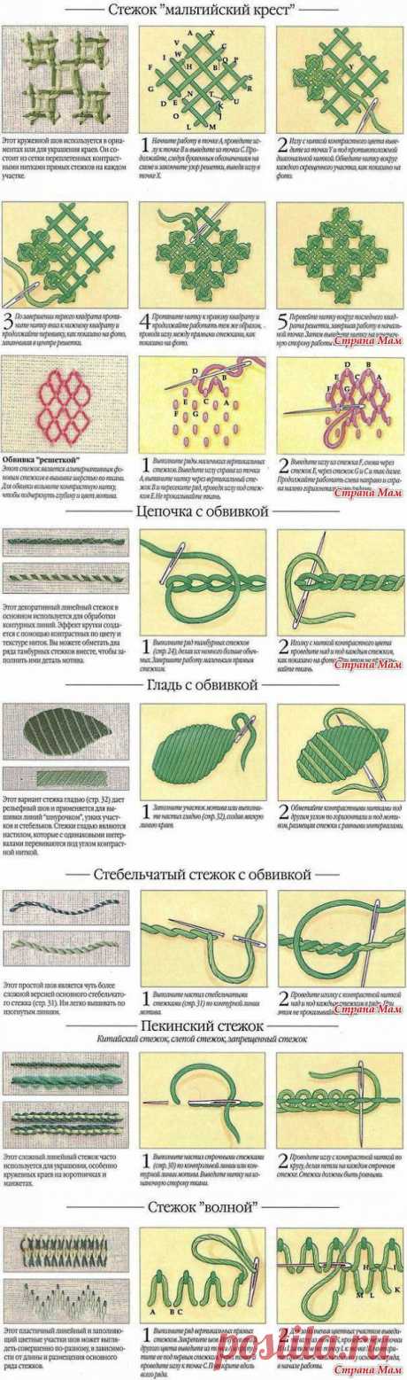 ВИДЫ СТЕЖКОВ В ОБЪЕМНОЙ ВЫШИВКЕ.: Дневник группы &quot;Клуб рукоделия&quot; - Страна Мам