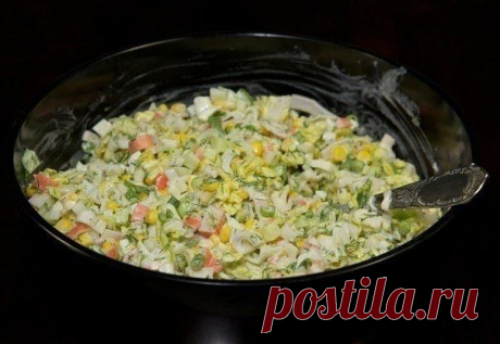Как приготовить салат из крабовых палочек с пекинской капустой - рецепт, ингридиенты и фотографии