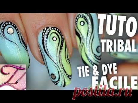 Tuto nail art débutants : dégradé et motif tribal abstrait - YouTube
