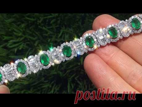 $80,000.00 Estate Natural Colombian Emerald Diamond 18k White Gold Vintage Tennis Bracelet - A141506