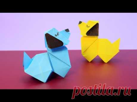 Оригами собачка. Поделки из бумаги для детей