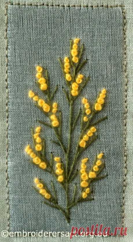Wattle from Australian Landscape and Flora stitched by Lorna Loveland: