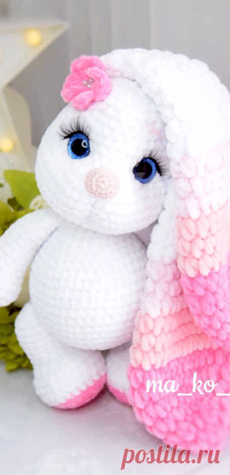 PDF Зайка Звёздочка крючком. FREE crochet pattern; Аmigurumi animal patterns. Амигуруми схемы и описания на русском. Вязаные игрушки и поделки своими руками #amimore - плюшевая зайка, большой заяц из плюшевой пряжи, зайчик, кролик, зайчонок, крольчонок.