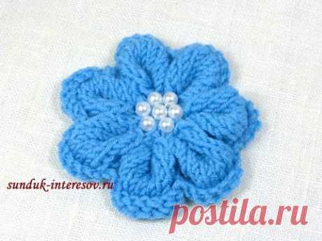 Вязаный спицами цветок/ How to knit a flower