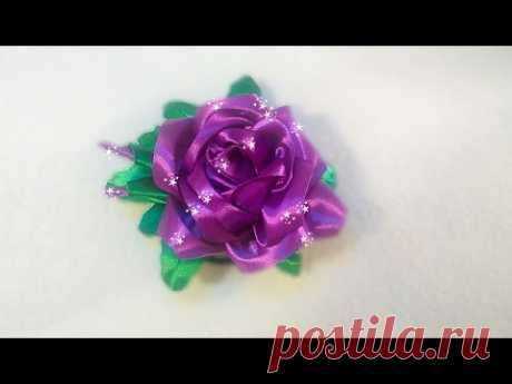 Роза из атласных лент МК /  Rose from satin ribbon Hair styil DIY