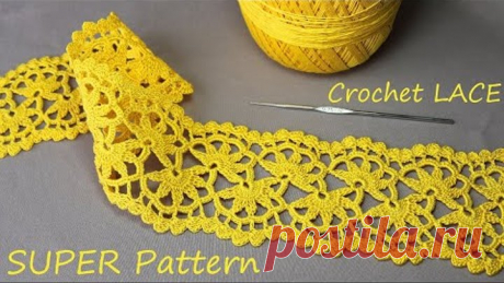 Beautiful and easy to CROCHET LACE for beginners PATTERN SCHEME Ленточное кружево крючком КАЙМА