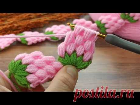 How to make a crochet strawberry bandana with a very easy method #crochet #babybandana