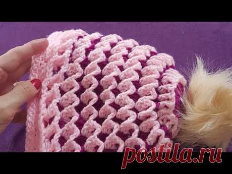 3Boyutlu Burgu Bere /Türk Motifli Bere / Punto Turco Hat / 3D Crochet Hat