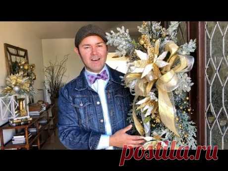 How to make a deco mesh ruffle ice skate wreath perfect for winterHow to make poof wreath with curls and three large bows made 3 different waysMaking A Swag For Christmas With A GLAM Gold Funky Bow / (How To) / Dollar Tree Ribbon DIY
