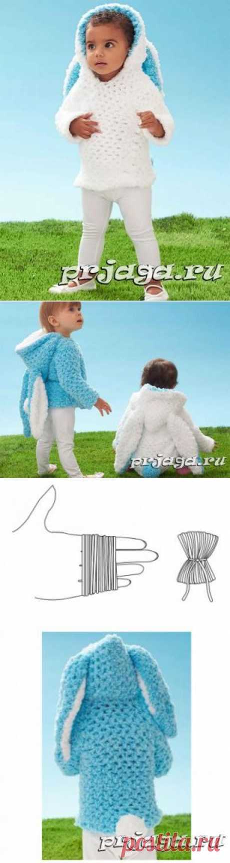 Детский пуловер крючком «Зайка»