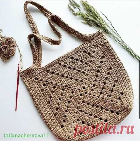 Сумка из квадратных мотивов, крючком. Схема. / knittingideas.ru