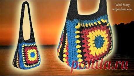 DIY Tutorial Crochet Granny Square Handbag (Heklana torba)